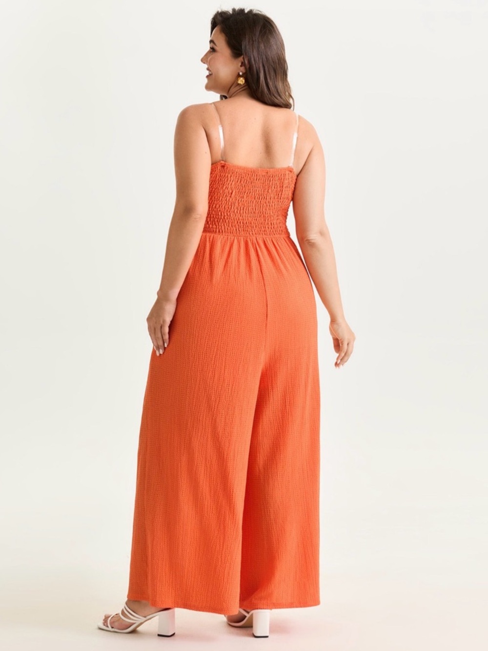 NWT.....Women’s Orange Off-Shoulder Jumpsuit - Picture 5 of 13
